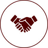 A red circular logo with a heart and check mark symbol.