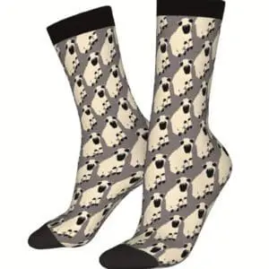 Creative socks featuring a repeating panda pattern with black accents.