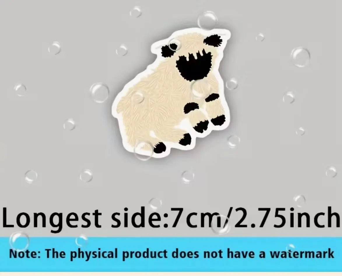 A cute sheep-shaped patch with black details on a beige background.